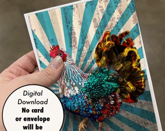 Printable 5x7 Card - Digital Download - “Funky Chicken”