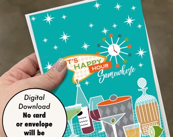 Printable 5x7 Card - Digital Download - “Happy Hour”