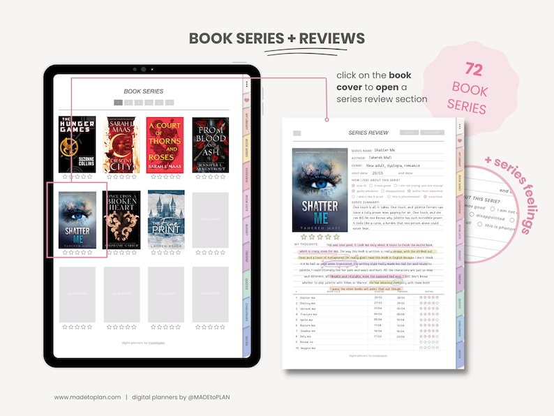 Diário de Leitura Digital | Rastreador de Livros e Planejador de Leitura | Registro de Leitura Digital | Estante Digital para iPad Goodnotes por MADEtoPLAN imagem 5