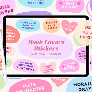 Adesivi digitali per amanti del libro / Adesivi digitali libreschi / Adesivi per diario di lettura digitale per amanti del romanticismo per iPad Goodnotes di MADEtoPLAN