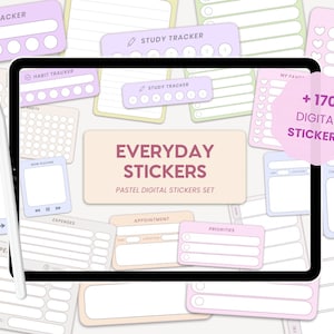 Everyday Life Digital Stickers | Productivity Digital Stickers | Pastel Stickers | Digital Planner Widgets for iPad Goodnotes by MADEtoPLAN