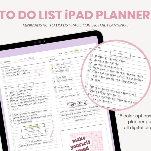 Digital Daily Planner Notepad | Minimalist To Do List Printable | Daily To Do List | Simple Tasks List Template for Goodnotes by MADEtoPLAN