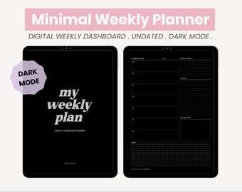 Digital Weekly Planner Dashboard | Undated Weekly Planner | Dark Mode Planner | Weekly Overview | Template for iPad Goodnotes by MADEtoPLAN
