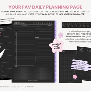 2025-2026 Mid Year Dark Mode Digital Planner Bundle | Dated Monthly ...