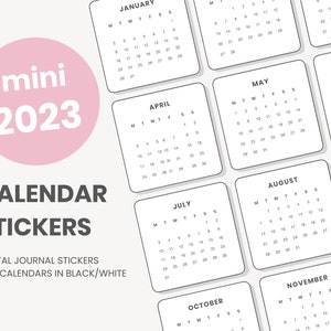 Adesivos de calendário 2023 | Adesivos de widget essenciais | Elementos Goodnotes | Adesivos para impressão | Adesivos de planejador digital para iPad para Goodnotes