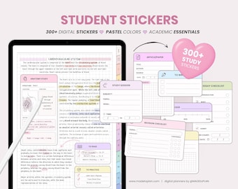 School Digital Stickers | Widget Student Stickers | Studying Academic Digital iPad Notebook Planner Stickers for Goodnotes by MADEtoPLAN