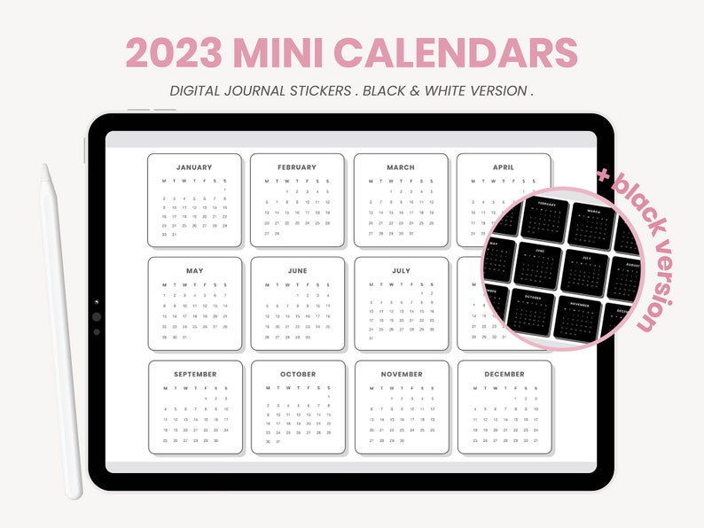 2023 Calendar Stickers Essential Widget Stickers Goodnotes Etsy