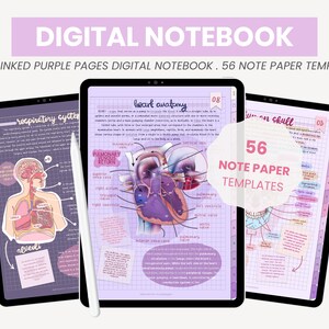 Digital Notebook | 12 Subject Digital Notebook for Students | Digital Note Taking Templates + Sticky Notes for iPad Goodnotes by MADEtoPLAN