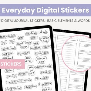 Dagelijkse digitale stickers | Essentiële digitale stickers | Afdrukbare stickers | Digitale Planner iPad-stickers voor Goodnotes Notability