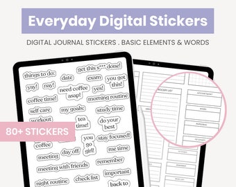 Adesivos digitais diários | Adesivos Digitais Essenciais | Adesivos para impressão | Adesivos para iPad do Digital Planner para notabilidade Goodnotes