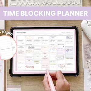 Digital Hourly Weekly Planner | Weekly Schedule Timetable Pages | Daily To Do List | Time Blocking Template for iPad Goodnotes by MADEtoPLAN