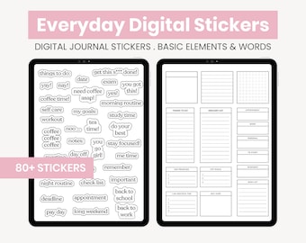 Adesivos digitais diários | Elementos Goodnotes | adesivo funcional digital | Etiquetas diárias para notas digitais | Adesivos de iPad para Goodnotes