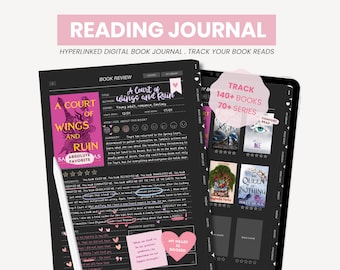 Digital Reading Journal | Dark Mode Reading Planner | Book Review | Digital Bookshelf | Reading Log Tracker for iPad Goodnotes by MADEtoPLAN