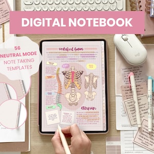 Portrait Digital Notebook | Student Note Taking Digital Notepad | Digital Note Paper Templates + Sticky Notes iPad Goodnotes by MADEtoPLAN