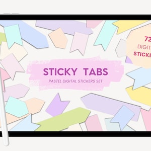 Digital Sticky Index Tabs | Sticky Note Tabs Functional PNG Digital Stickers | Student Digital Sticky Notes for iPad Goodnotes by MADEtoPLAN