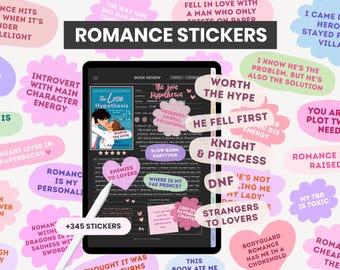 Romance & Romantasy Digital Stickers for Reading Journal | Pastel Bookish Stickers for GoodNotes | Cute Book Lover Stickers by MADEtoPLAN