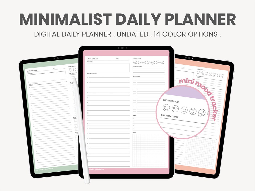 Digital Daily Planner | Undated Schedule Planner | Daily Overview ...