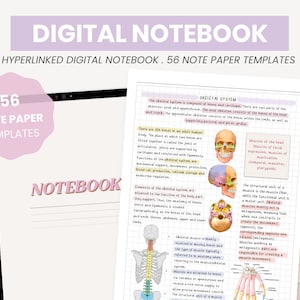 Cyfrowy notatnik portretowy | Cyfrowy notatnik do robienia notatek dla uczniów | Szablony cyfrowych notatek + notatki samoprzylepne iPad Goodnotes firmy MADEtoPLAN