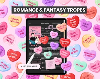 Romance Fantasy Tropes Candy Conversation Hearts Digital Stickers for Reading Journal | Book Lover Stickers for GoodNotes by MADEtoPLAN
