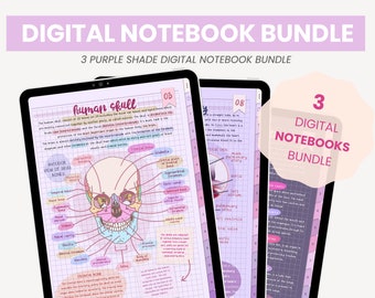 Purple Digital Notebook Bundle | Portrait Digital Notebooks | Student Notebook and Notes Templates Sticky Notes iPad Goodnotes by MADEtoPLAN