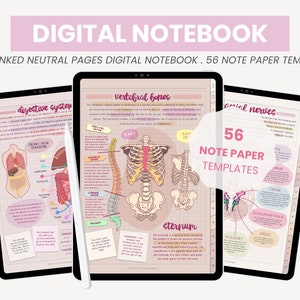 Portrait Digital Notebook | Student Note Taking Digital Notepad | Digital Note Paper Templates + Sticky Notes iPad Goodnotes by MADEtoPLAN