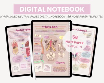 Minimalist Digital Notebook with Tabs | 12 Subject Digital Notebook | Digital Note Taking Templates for Student iPad Goodnotes by MADEtoPLAN