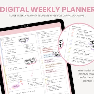 Weekly Digital Planner Dashboard | Minimal iPad Planner | Undated Weekly Overview | Portrait Mode iPad Template for Goodnotes by MADEtoPLAN