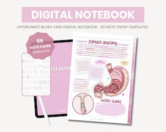 Modo retrato Cuaderno digital con hipervínculos / Bloc de notas para tomar notas del estudiante / Plantillas Cornell con puntos y cuadrícula para iPad Goodnotes de MADEtoPLAN