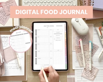 Daglig matdagbok | Digital matplanerare | Inköpslista och köksinventering | Mall för matlogg för iPad Goodnotes av MADEtoPLAN