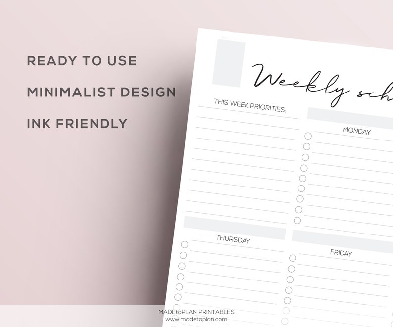 Weekly Planner Printable Weekly Planner Weekly Planner Pad Etsy
