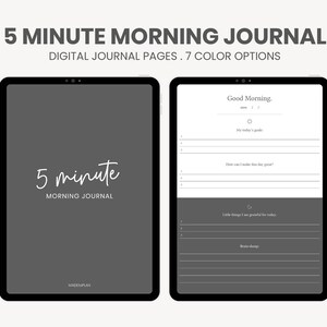 5 Minute Morning Journal Digital | Digital Gratitude Journal | Daily Reflection Journal | iPad Journal Planner for Goodnotes Notability