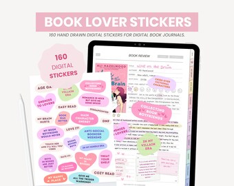 Digital Stickers for Reading Journal | Pastel Bookish Planner Stickers | Bookworm Romance Lovers Stickers for iPad Goodnotes by MADEtoPLAN