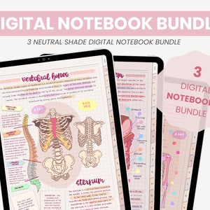 Carta per appunti digitale neutra / Quaderno digitale da 12 soggetti / Modello per prendere appunti digitali con collegamento ipertestuale per iPad per studenti Goodnotes di MADEtoPLAN