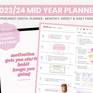 2023-2024 Mid Year Digital Planner | Academic Planner | Daily & Weekly Digital Planner | Portrait Mode iPad Planner Goodnotes by MADEtoPLAN