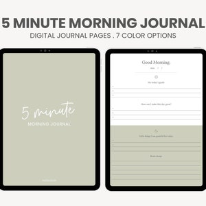 5 Minute Morning Journal Digital | Digital Gratitude Journal | Daily Reflection Journal | iPad Journal Planner for Goodnotes Notability