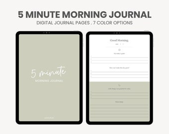 Diario matutino de 5 minutos Digital / Diario de gratitud digital / Diario de reflexión diaria / Planificador de diario de iPad para la notabilidad de Goodnotes