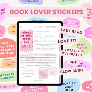 Digital Stickers for Reading Journal | Book Lovers Digital Stickers | Romance Lovers Bookish Pastel Stickers for GoodNotes by MADEtoPLAN