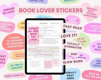 Digital Stickers for Reading Journal | Book Lovers Digital Stickers | Romance Lovers Bookish Pastel Stickers for GoodNotes by MADEtoPLAN