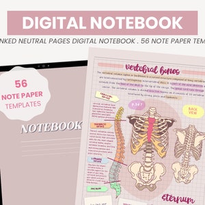 Portrait Digital Notebook | Student Note Taking Digital Notepad | Digital Note Paper Templates + Sticky Notes iPad Goodnotes by MADEtoPLAN