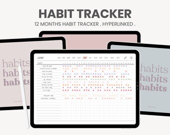 Digital Daily Habit Tracker | Monthly Everyday Habit Tracker | Goal iPad Planner for Goodnotes, Notability PDF Printable Habit Tracker Pages