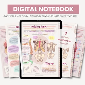 Portrait Digital Notebook | Student Note Taking Digital Notepad | Digital Note Paper Templates + Sticky Notes iPad Goodnotes by MADEtoPLAN