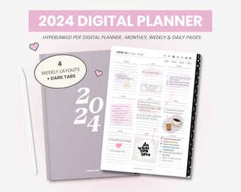 2024 Digital Planner | 2024 Portrait Planner | Daily & Weekly Planner | Hyperlinked Planner and Digital Stickers for Goodnotes by MADEtoPLAN