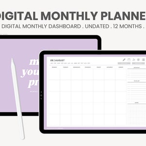 Monthly Planner Dashboard | Monthly Calendar | Month at a Glance | Digital Undated Monthly Planner Template for iPad Goodnotes by MADEtoPLAN