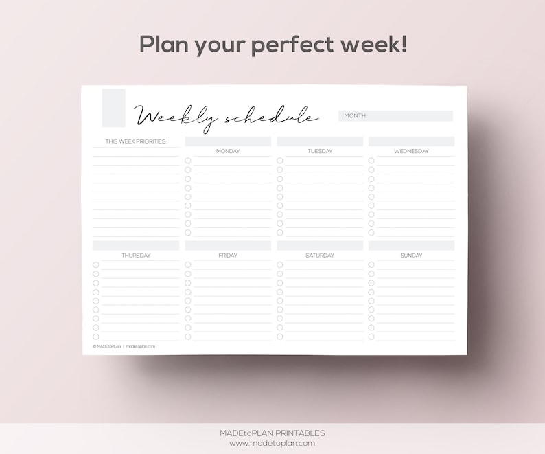 Weekly Planner Printable Weekly Planner Weekly Planner Pad Etsy