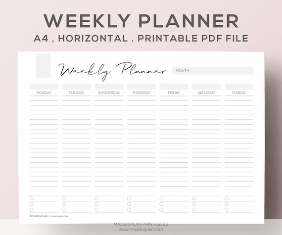 weekly planner printable weekly planner weekly planner pad etsy