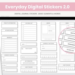 Essential Widget Stickers | Minimalist Everyday Digital Stickers | Habit Tracker for Digital Planning | iPad Stickers | Goodnotes Elements