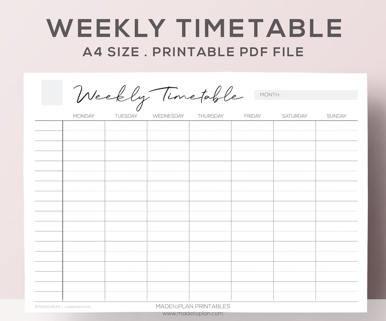 Home Office Organization Weekly Schedule Printable Weekly Etsy