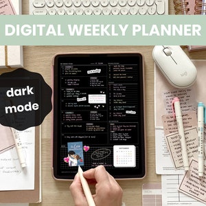 Digital Weekly Planner Dashboard | Undated Weekly Planner | Dark Mode Planner | Weekly Overview | Template for iPad Goodnotes by MADEtoPLAN