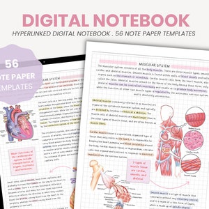 Quaderno digitale con ritratto / Blocco note digitale per studenti / Modelli di carta per appunti digitali + Note adesive iPad Goodnotes di MADEtoPLAN