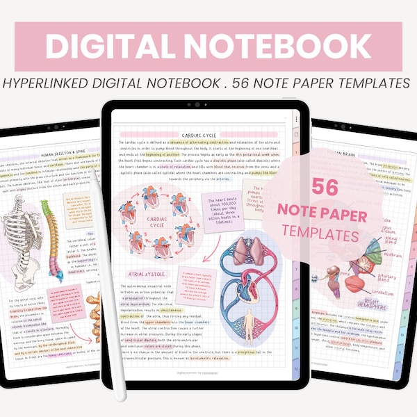 Digital Notebook | 12 Subject Digital Notebook for Students | Digital Note Taking Templates + Sticky Notes for iPad Goodnotes by MADEtoPLAN